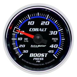 Gauge, Cobalt, Boost/Vacuum, 30 in. Hg/45 psi, 2 1/16 in., Analog, Mechanical, Each
