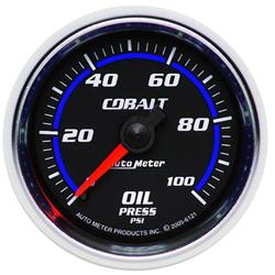 Gauge, Cobalt, Oil Pressure, 0-100 psi, 2 1/16 in., Analog, Mechanical, Each