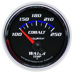 Gauge, Cobalt, Water Temperature, 100-250 Degrees F, 2 1/16 in., Analog, Electrical, Each