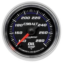 Gauge, Cobalt, Oil Temperature, 140-280 Degrees F, 2 1/16 in., Analog, Electrical, Each