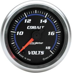 Gauge, Cobalt, Voltmeter, 8-18 V, 2 1/16 in., Analog, Electrical, Each