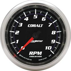 Tachometer, Cobalt, 0-10,000 rpm, 3 3/8 in., Analog, Electrical, In-Dash, Each