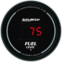 Gauge, Sport Comp, Fuel Level Percent, Empty/Full, 2 1/16 in., Digital, 0-280 ohm Adjustable, Each
