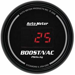 Gauge, Sport Comp, Boost/Vacuum, 30 in. Hg/30 psi, 2 1/16 in., Digital, Electrical, Each