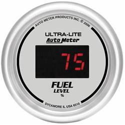 Gauge, Ultra Lite, Fuel Level, Empty/Full, Programmable, 2 1/16 in., Digital, Electrical, Each