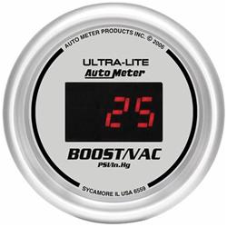 Gauge, Ultra Lite, Boost/Vacuum, 30 in. Hg/30 psi, 2 1/16 in., Digital, Electrical, Each