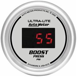 Gauge, Ultra Lite, Boost Pressure, 5-60 psi, 2 1/16 in., Digital, Electrical, Each