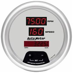 Combo Gauge, Speedometer, Tachometer, Ultra Lite, Digital, 3 3/8 in., 0-160 mph/0-10,000 rpm, Each