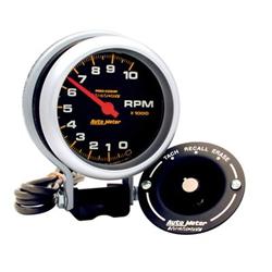Tachometer, Pro Comp, 0-10,000 rpm, 3 3/4 in., Analog, Electrical, with Memory, Each