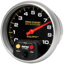 Tachometer, Pro Comp, 0-10,000 rpm, 5 in., Analog, Electrical, with Memory, Each