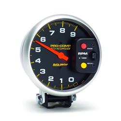 Tachometer, Pro Comp, 0-9,000 rpm, 5 in., Analog, Electrical, with Memory, Each