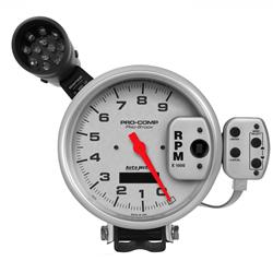 Tachometer, Pro Comp Silver, 0-9,000 rpm, 5 in., Analog, Electrical, with Shift Light/Memory, Each