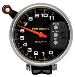 Tachometer, Pro Comp 2, 0-11,000 rpm, 5 in., Analog, Electrical, with Shift Light/Memory, Each