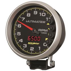 Gauge, Ultimate III, Tachometer, 0-11,000 rpm, 5 in., Black Face, Memory Recall, Analog, Electrical, Each