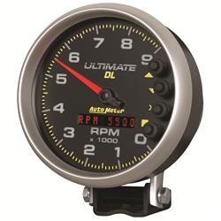Gauge, Ultimate DL, Tachometer, 0-9,000 rpm, 5 in. Diameter, Black Face, Analog, Electrical, Each