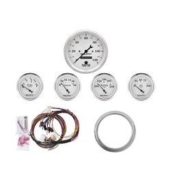 Gauges, Old Tyme White, Analog, Speedometer, Oil Pressure, Water Temperature, Fuel Level, Voltmeter, White Face, Chevy, Kit