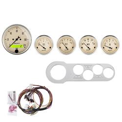 Instrument Cluster, Antique Beige, Analog, Speedometer, Oil Pressure, Water Temperature, Fuel Level, Voltmeter, Polished Gauge Panel, Chevy, Kit