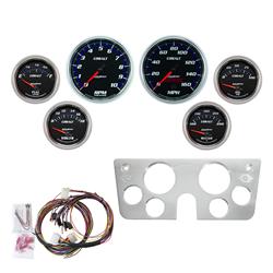 Gauges, Cobalt Instrument Cluster, Analog, Speedometer, Tach, Water Temperature, Fuel Level, Black Face, Polished Gauge Panel, Chevy, GMC, Kit