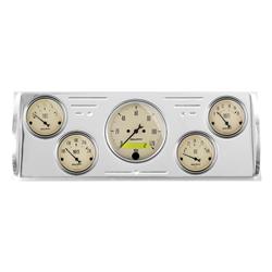Instrument Cluster, Antique Beige, Analog, Speedometer, Oil Pressure, Water Temperature, Fuel Level, Voltmeter, Polished Gauge Panel, Chevy, GMC, Kit