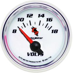 Gauge, C2, Voltmeter, 8-18 V, 2 1/16 in., Analog, Electrical, Each