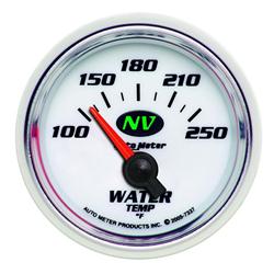 Gauge, NV, Water Temperature, 100-250 Degrees F, 2 1/16 in., Analog, Electrical, White, Luminescent Green Face