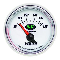 Gauge, NV, Voltmeter, 8-18 V, 2 1/16 in., Analog, Electrical, White, Luminescent Green Face, Each