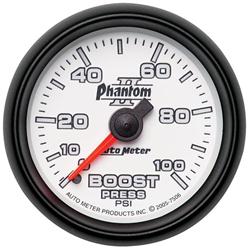 Gauge, Phantom II, Boost Pressure, 0-100 psi, 2 1/16 in., Analog, Mechanical, Each