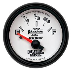 Gauge, Phantom II, Fuel Level, Empty/Full, 0-90 Ohms, 2 1/16 in., Analog, Electrical, Each