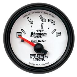 Gauge, Phantom II, Fuel Level, Empty/Full, 73-10 Ohms, 2 1/16 in., Analog, Electrical, Each
