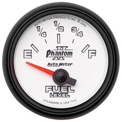 Gauge, Phantom II, Fuel Level, Empty/Full, 240-33 Ohms, 2 1/16 in., Analog, Electrical, Each