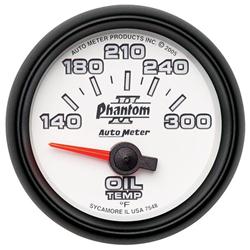 Gauge, Phantom II, Oil Temperature, 140-300 Degrees F, 2 1/16 in., Analog, Electrical, Each