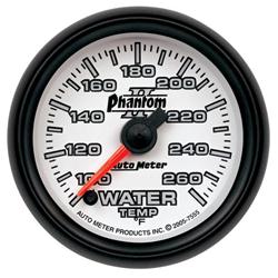 Gauge, Phantom II, Water Temperature, 100-260 Degrees F, 2 1/16 in., Analog, Electrical, Each