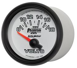 Gauge, Phantom II, Voltmeter, 8-18 V, 2 1/16 in., Analog, Electrical, Each