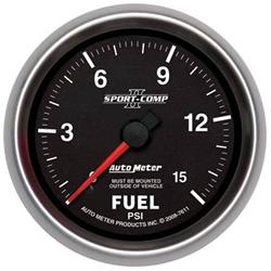 Gauge, Sport-Comp II, Fuel Pressure, 0-15 psi, 2 5/8 in., Analog, Mechanical, Each
