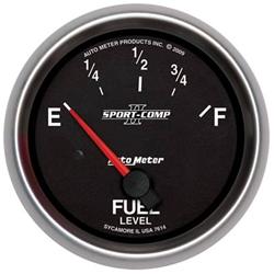 Gauge, Sport-Comp II, Fuel Level, Empty-Full, 0/90 Ohms, 2 5/8 in., Analog, Electrical, Each