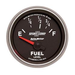 Gauge, Sport-Comp II, Fuel Level, Empty-Full, 73/10 Ohms, 2 5/8 in., Analog, Electrical, Each