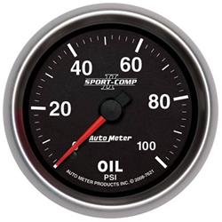 Gauge, Sport-Comp II, Oil Pressure, 0-100 psi, 2 5/8 in., Analog, Mechanical, Each