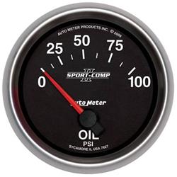 Gauge, Sport-Comp II, Oil Pressure, 0-100 psi, 2 5/8 in., Analog, Electrical, Each