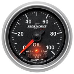 Gauge, Sport-Comp II, Oil Pressure, 0-100 psi, 2 5/8 in. Diameter, Analog, Electrical, Each