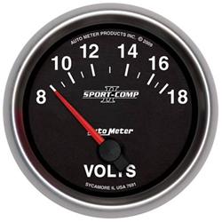 Gauge, Sport-Comp II, Voltmeter, 8-18 V, 2 5/8 in., Analog, Electrical, Each