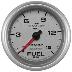 Gauge, Ultra-Lite II, Fuel Pressure, 0-15 psi, 2 5/8 in., Analog, Mechanical, Each