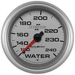 Gauge, Ultra-Lite II, Water Temperature, 120-240 Degrees F, 2 5/8 in Diameter, Silver Face, Analog, Mechanical