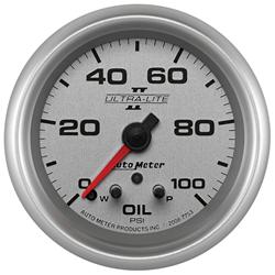 Gauge, Ultra-Lite II, Oil Pressure, 0-100 psi, 2 5/8 in. Diameter, Analog, Electrical, Each