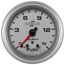 Gauge, Ultra-Lite II, Fuel Pressure, 0-15 PSI, 2 5/8 in., Analog, Electrical, Each