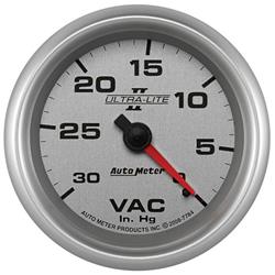 Gauge, Ultra-Lite II, Vacuum, 0-30 in. Hg, 2 5/8 in. Diameter, Analog, Mechanical, Each