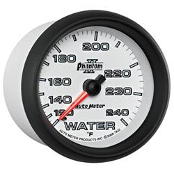 Gauge, Phantom II, Water Temperature, 120-240 Degrees F, 2 5/8 in., Analog, Mechanical, Each