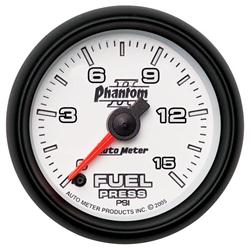 Gauge, Phantom II, Fuel Pressure, 0-15 psi, 2 5/8 in. Diameter, Analog, Electrical, Each