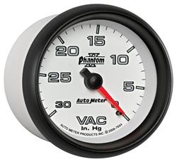 Gauge, Phantom II, Vacuum, 0-30 Hg, 2 5/8 in., White Face, Analog, Mechanical, Each