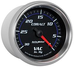 Gauge, Cobalt, Vacuum, 0-30 in. Hg, 2 5/8 in., Analog, Mechanical, Each