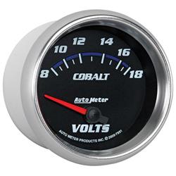 Gauge, Cobalt, Voltmeter, 8-18 V, 2 5/8 in., Analog, Electrical, Each